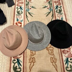 Time and Tru Women's Hat Trio - Black, Gray, and Tan